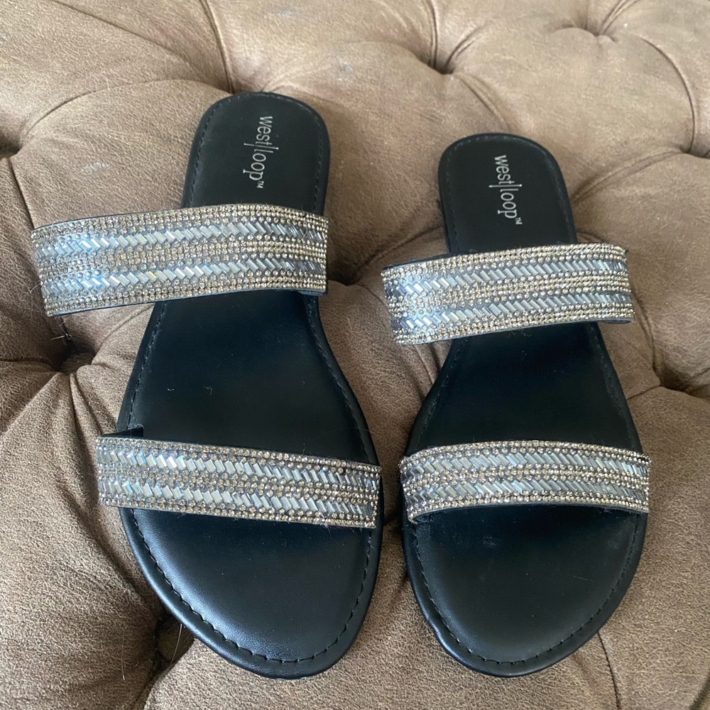 West loop glittery sandals